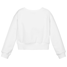 Moschino Kid-Teen-سويتشيرت قطن جيرسي لون أبيض وذهبي للبنات | Childrensalon Outlet