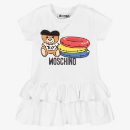 Moschino Baby-White Cotton Jersey Dress | Childrensalon Outlet
