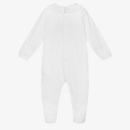 Moschino Baby-White Cotton Logo Babygrow | Childrensalon Outlet