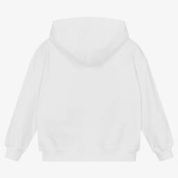 Moschino Kid-Teen-White Cotton Logo Hoodie | Childrensalon Outlet