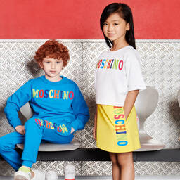 موسكينو Kid-Teen-تيشيرت قصير قطن جيرسي لون أبيض للبنات | Childrensalon Outlet