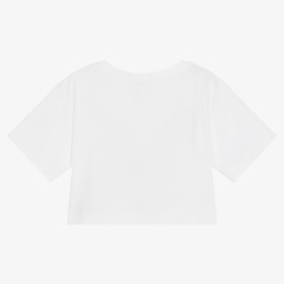 موسكينو Kid-Teen-تيشيرت قصير قطن جيرسي لون أبيض للبنات | Childrensalon Outlet