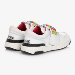 Moschino Kid-Teen-White Leather Lace-Up Trainers | Childrensalon Outlet