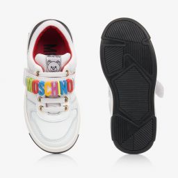 Moschino Kid-Teen-White Leather Lace-Up Trainers | Childrensalon Outlet