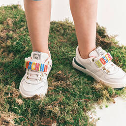 Moschino Kid-Teen-White Leather Lace-Up Trainers | Childrensalon Outlet