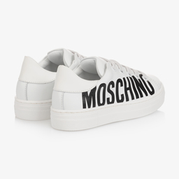 Moschino Kid-Teen-White Leather Logo Trainers | Childrensalon Outlet