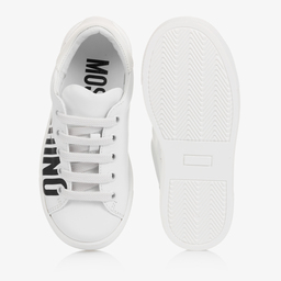Moschino Kid-Teen-White Leather Logo Trainers | Childrensalon Outlet