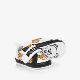Moschino Baby-White Leather Pre-Walker Shoes | Childrensalon Outlet