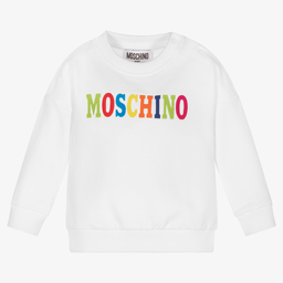 Moschino Baby-سويتشيرت قطن جيرسي لون أبيض للأطفال | Childrensalon Outlet
