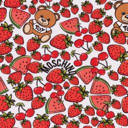 Moschino Kid-Teen-White & Red Fruit Logo T-Shirt | Childrensalon Outlet