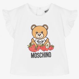 Moschino Baby Girls Pink Cotton Logo T shirt Childrensalon Outlet
