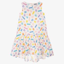 Moschino Kid-Teen-White Teddy Bear Heart Dress | Childrensalon Outlet