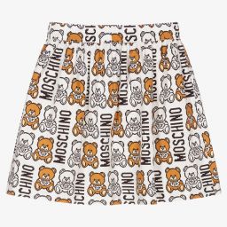 Moschino Kid-Teen-White Teddy Bear Logo Skirt | Childrensalon Outlet