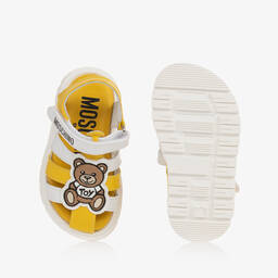 موسكينو Kid-Teen-صندل بطبعة تيدي بير جلد لون أبيض وأصفر | Childrensalon Outlet