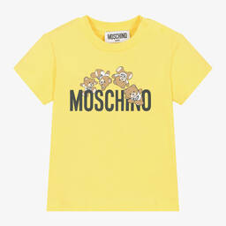 Moschino Малыши-Yellow Cotton Teddy Bear T-Shirt | Childrensalon Outlet