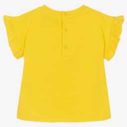 Moschino Baby-تيشيرت أطفال بناتي قطن جيرسي لون أصفر | Childrensalon Outlet