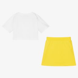 موسكينو Kid-Teen-طقم تنورة قطن جيرسي لون أصفر وأبيض | Childrensalon Outlet
