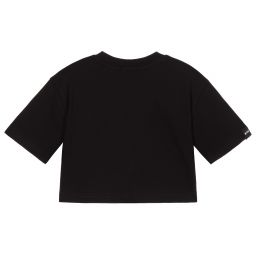 MSGM-Black Cotton Cropped T-Shirt | Childrensalon Outlet