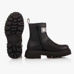 MSGM-Black Leather Chelsea Boots | Childrensalon Outlet