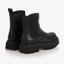 MSGM-Black Leather Chelsea Boots | Childrensalon Outlet