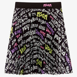 MSGM-Black Pleated Midi Skirt | Childrensalon Outlet