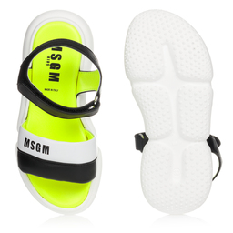 MSGM-Black & White Logo Sandals | Childrensalon Outlet