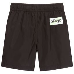 MSGM-Black & White Logo Swim Shorts | Childrensalon Outlet
