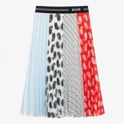 MSGM-Blue Paisley Taffeta Skirt | Childrensalon Outlet