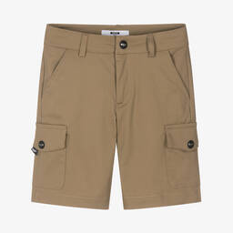 MSGM-Boys Beige Cotton Cargo Shorts | Childrensalon Outlet