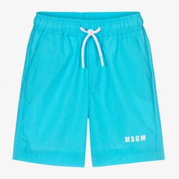 MSGM-Boys Blue Logo Swim Shorts | Childrensalon Outlet