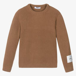 MSGM-Boys Brown Wool Knit Jumper | Childrensalon Outlet