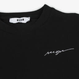 MSGM-تي شيرت كلاسيكي أسود مطرز للأولاد | Childrensalon Outlet
