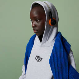 MSGM-Boys Cotton Hoodie in Grey | Childrensalon Outlet