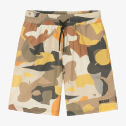 MSGM-Boys Earthy Camouflage Cotton Shorts | Childrensalon Outlet