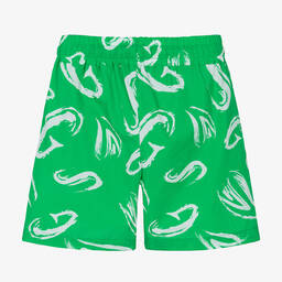 MSGM-Boys Green Brushed Letter Print Shorts | Childrensalon Outlet