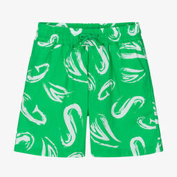 MSGM-Boys Green Brushed Letter Print Shorts | Childrensalon Outlet