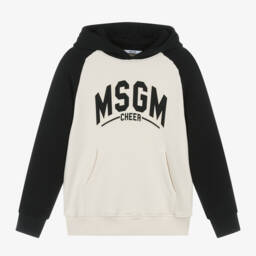 MSGM-Boys Ivory Cotton Hoodie | Childrensalon Outlet