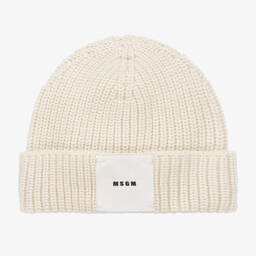 MSGM-Boys Ivory Wool Beanie Hat | Childrensalon Outlet