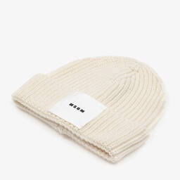 MSGM-Boys Ivory Wool Beanie Hat | Childrensalon Outlet