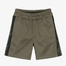 MSGM-Boys Khaki Green Cotton Shorts | Childrensalon Outlet