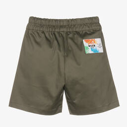 MSGM-Boys Khaki Green Cotton Shorts | Childrensalon Outlet