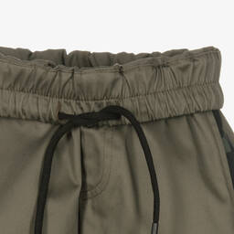 MSGM-Boys Khaki Green Cotton Shorts | Childrensalon Outlet