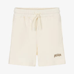 MSGM-Boys Soft Ivory Jersey Shorts | Childrensalon Outlet