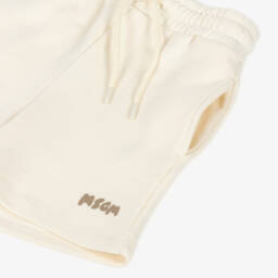MSGM-Boys Soft Ivory Jersey Shorts | Childrensalon Outlet
