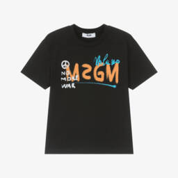 MSGM-Boys Stylish Black Graphic Tee | Childrensalon Outlet