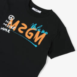 MSGM-Boys Stylish Black Graphic Tee | Childrensalon Outlet
