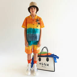 MSGM-Boys Sunset Orange Bermuda Shorts | Childrensalon Outlet