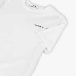 MSGM-تيشيرت أبيض للأولاد بشعار أسود | Childrensalon Outlet