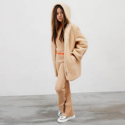 MSGM-Girls Beige Ribbed Knit Trousers | Childrensalon Outlet