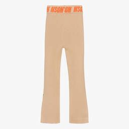 MSGM-Girls Beige Ribbed Knit Trousers | Childrensalon Outlet